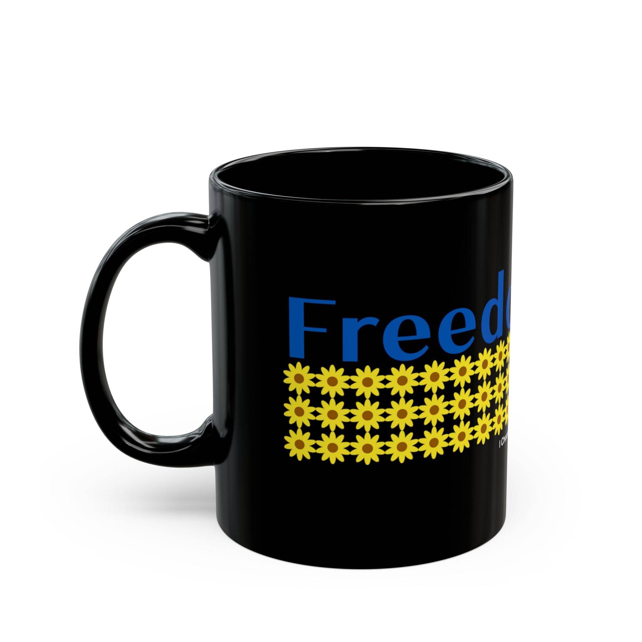 Freedom Daisy Black Mug — "I Choose My Moment" Inspirational Coffee Cup